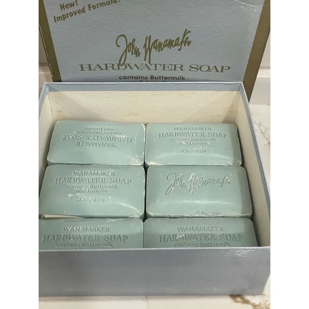 Vintage John Wanamaker Hardwater Soap Jasmin Bar Bath‎ Buttermilk Lanolin 12 Ct